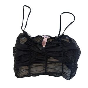 Savage X Fenty Black Sheer Mesh Ruched Crop Cami Top XL